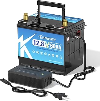 12.8V 60Ah LiFepo4 Battery, Deep Cycle Rechargeable Lithium Batteries, Perfect for Backups, Camera, Fishfinder, Alarm System, Camping, Boat