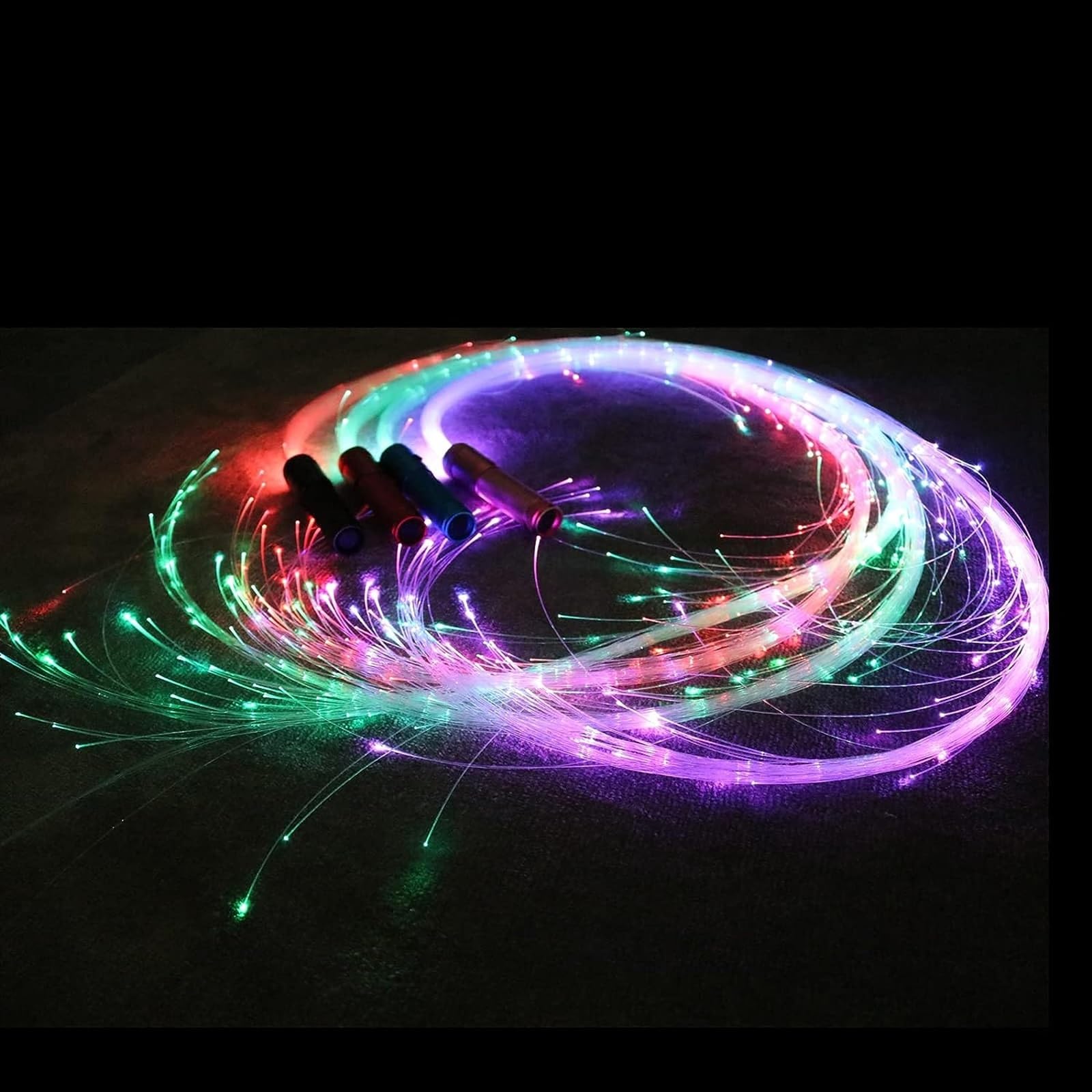 MDybf Frusta in Fibra Ottica a LED, Frusta da Ballo in Fibra Ottica da 6 Piedi, Giocattolo Rave Luminoso Super Luminoso Girevole a 360°, 10 Colori 36 Effetti Che cambiano Colore