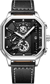 BENYAR Mens Watch Chronograph Analog Quartz Movement Quartz Movement Sports Watch 30M Waterproof with Analog Date Watch Men Retro Street Style Men's Watch,Silver Frame Silver Needle, AK-8010YB01