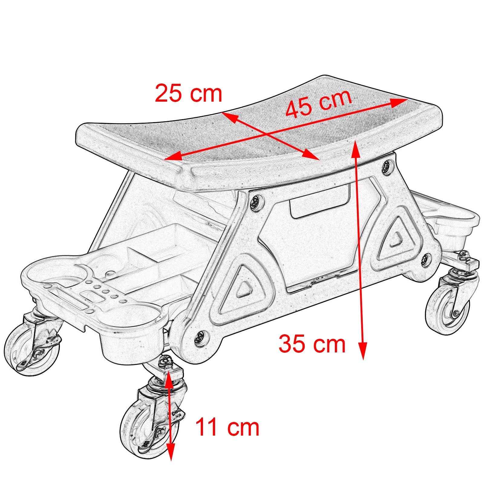 Carro Taburete Ruedas Coche Mecanico Trabajo Taller Silla Asiento Garaje Moto