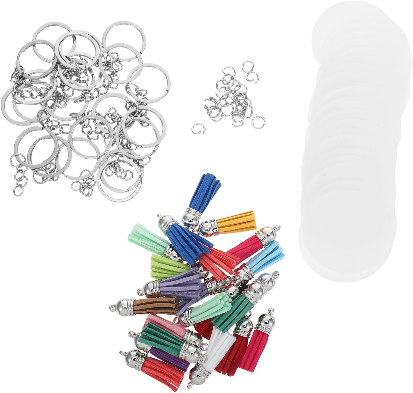 Lurrose Acrylic Keychain Blanks 30 Sets with PU Tassels