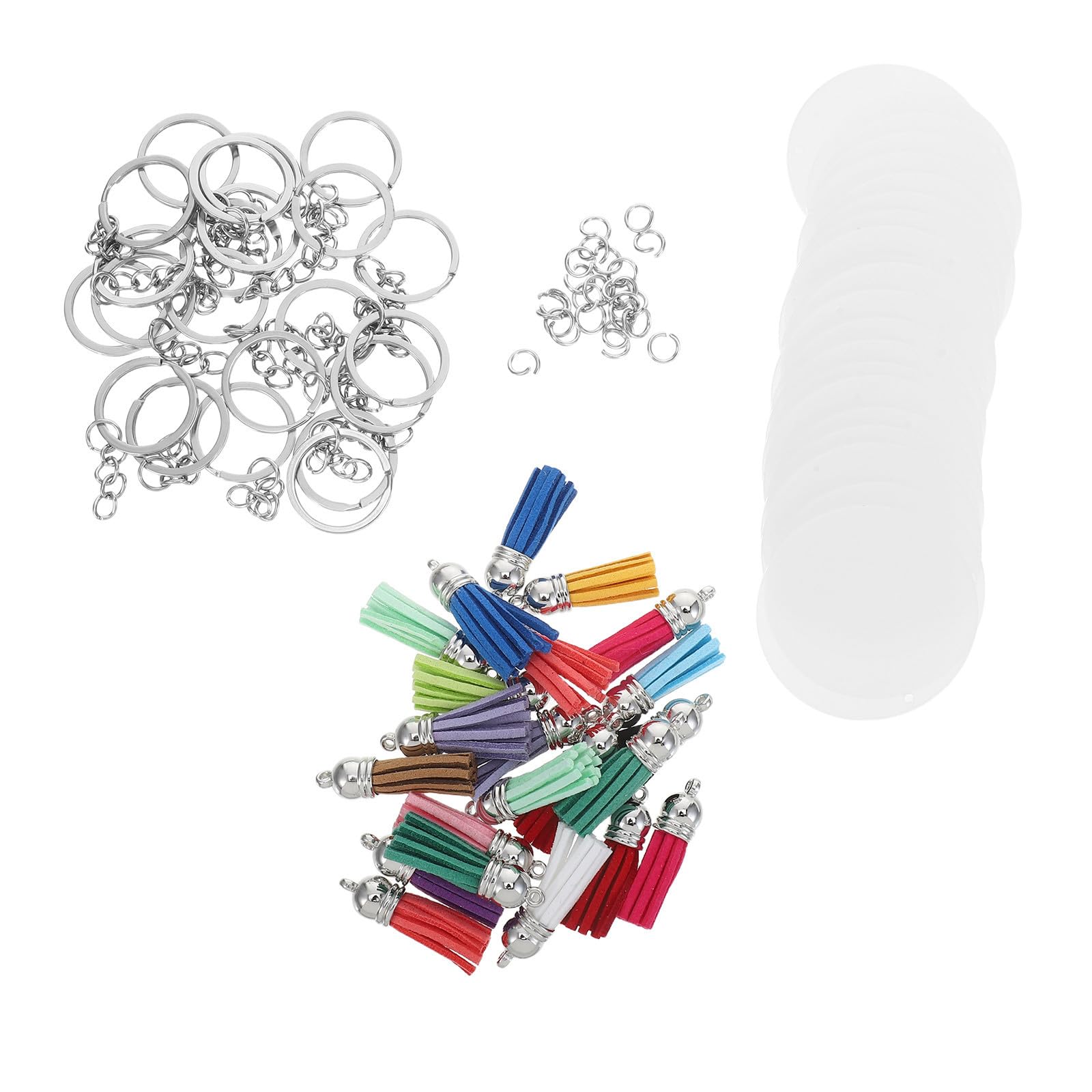 Evita llaveros rotos con este kit de acrílico redondo portátil y borlas resistentes 8