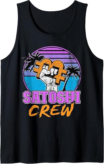 Satoshi Crew Vaporwave Cryptocurrency Retrowave BTC Bitcoin Tank Top