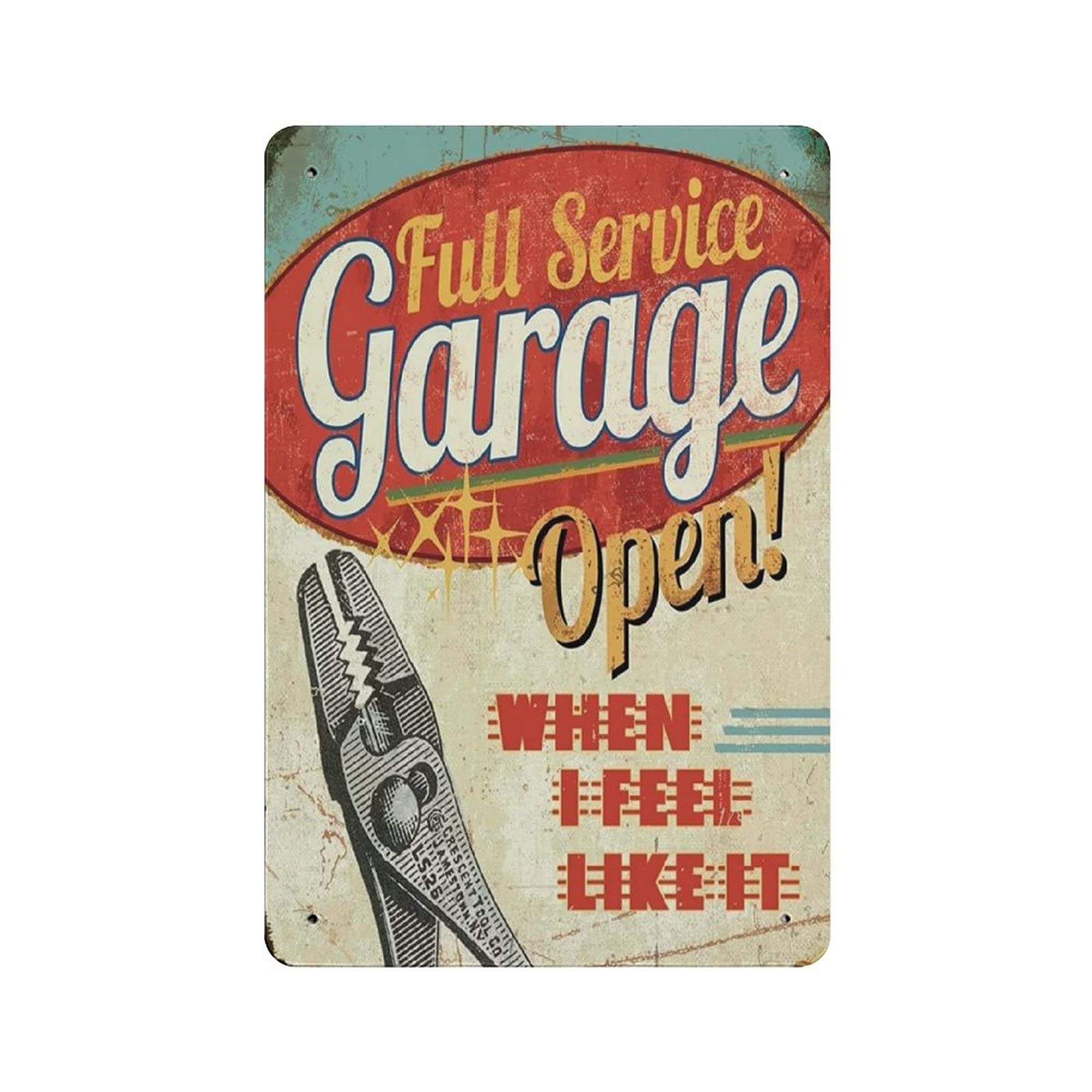Metal Tin Sign Full Service Garage Vintage Tin Poster Metal Sign Wall Decoration Country Kitchen Home Garage Decor 12"x8"