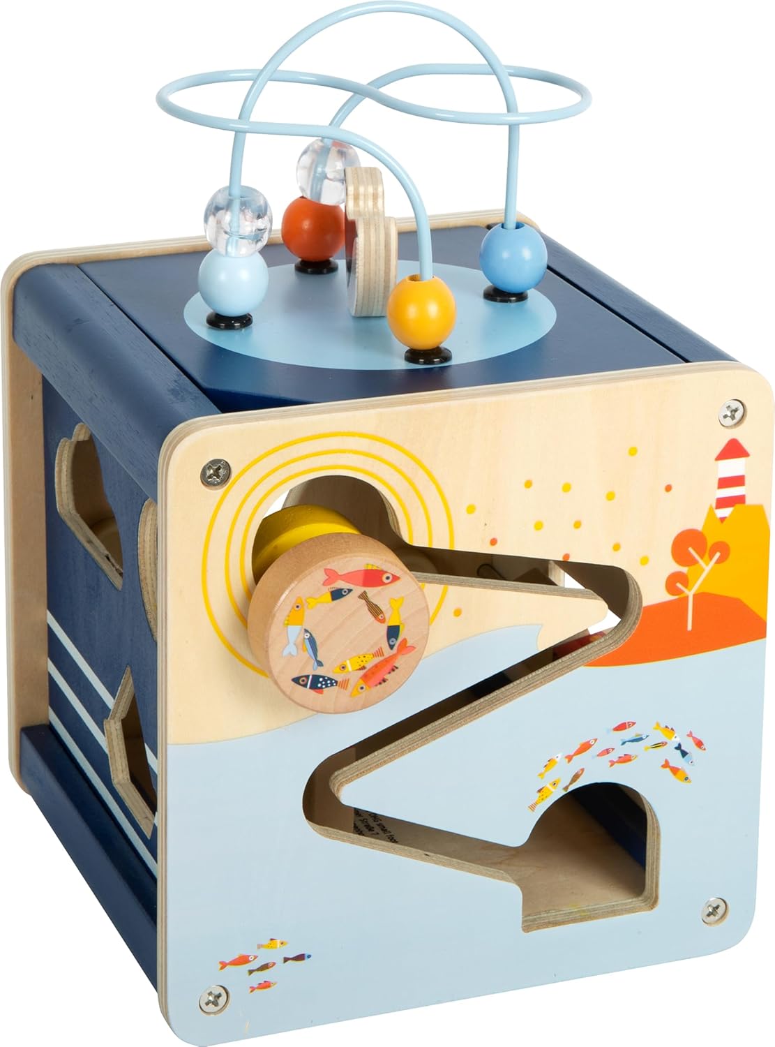 Small Foot Large Ocean Wooden Motor Skills Cube, Maritime Motor Skills Toy for Young Children from 12 Months, 12312
