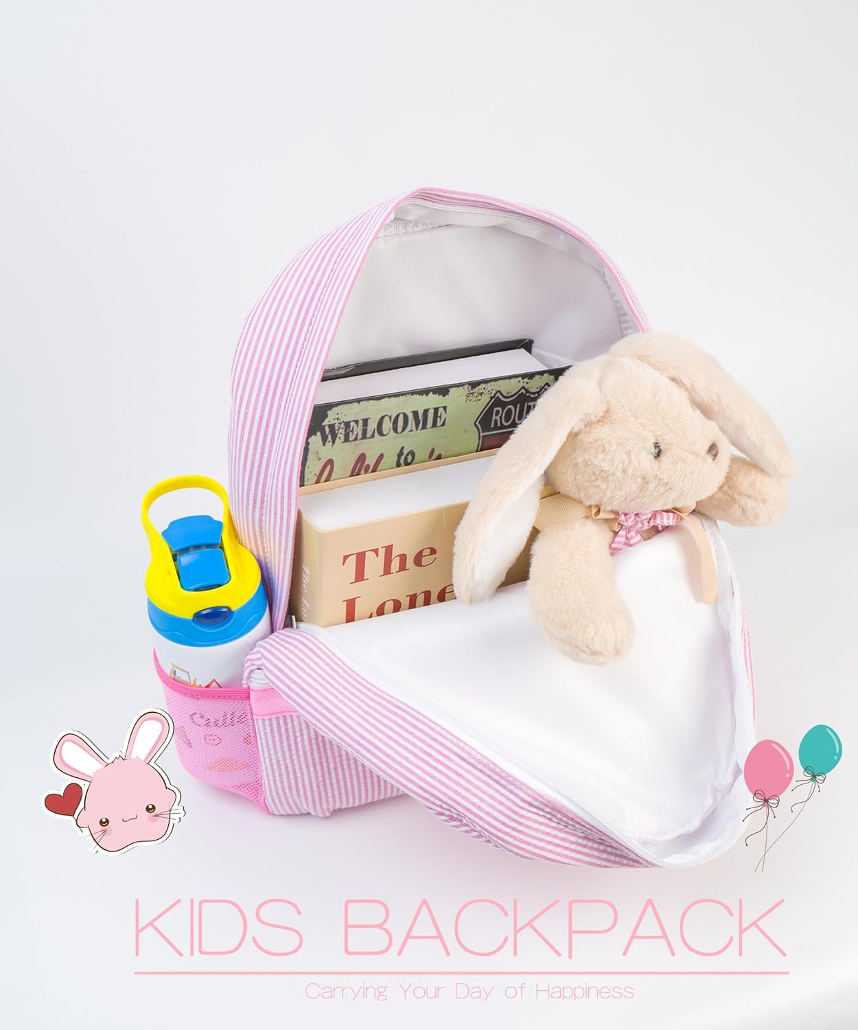 MT WORLD Daycare Backpacks with Lunch Bag Set,Personalized Seersucker Backpacks and Lunchboxes with Embroidered Name,Travel Daypack Lunchbags