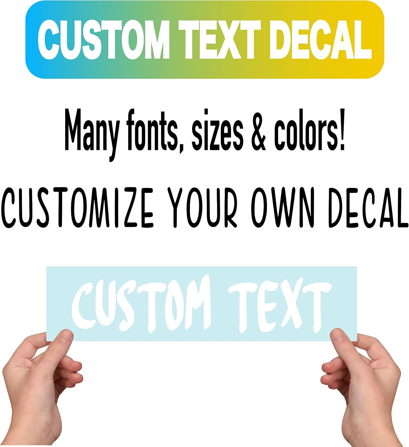Custom Vinyl Decal Sticker Personalized - Design Your Own Name, Letters Initial Phrase or Quote, (20 Fonts/18 Colors/15 Sizes) Laptop MacBook, Cars, Walls, Window, Windshield Computers, Hydroflask Cup Gift Sign DIY