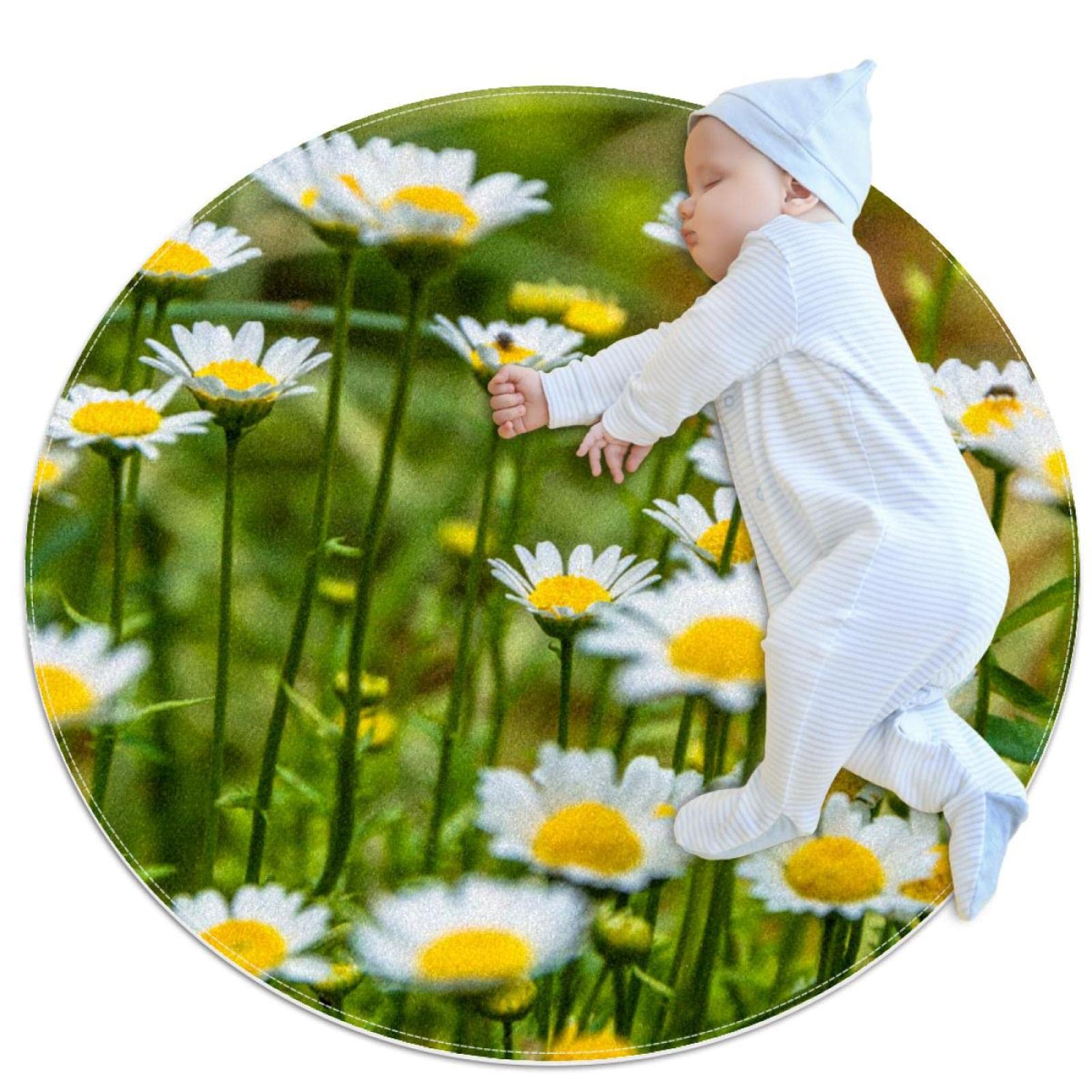 Tapis rond antidérapant de 1m : la sécurité d'un revêtement doux pour chambre d'enfant