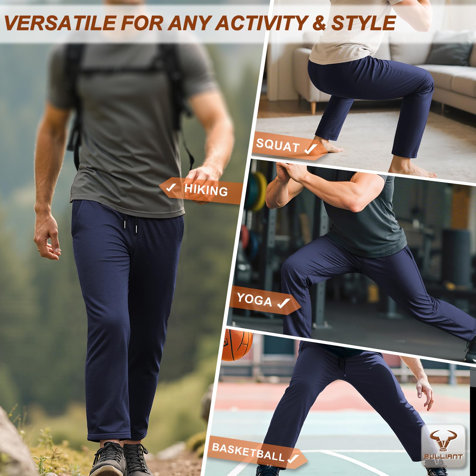 BULLIANT Pantalon Jogging Homme, Pantalon Sport Long en,Survêtement Jogger Décontracté pour Entraînement