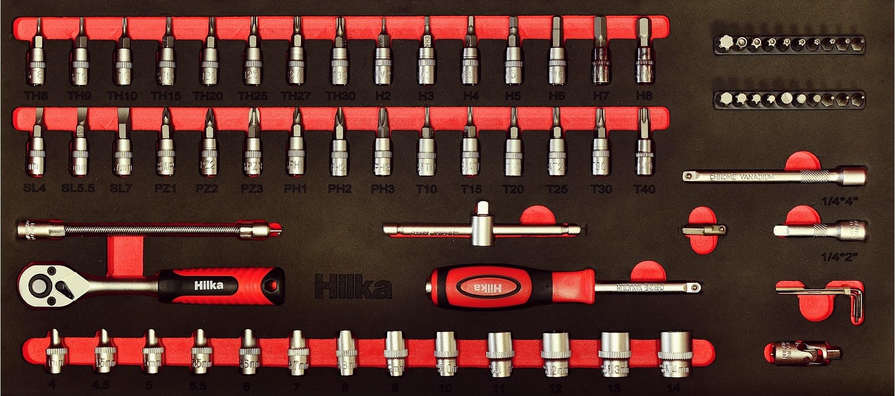Hilka 03157514 75 PCE 1/4" Drive EVA Socket Set Metric