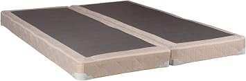 Fully Assembled Split Low Profile Metal Traditional Box Spring/Foundation for Mattress Set, Queen, Beige