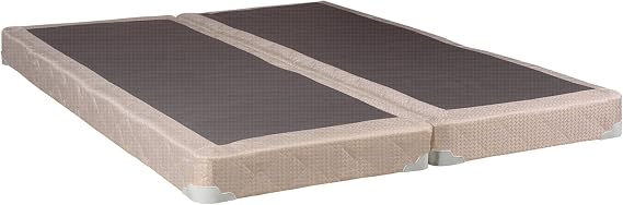 Fully Assembled Split Low Profile Metal Traditional Box Spring/Foundation for Mattress Set, Queen, Beige