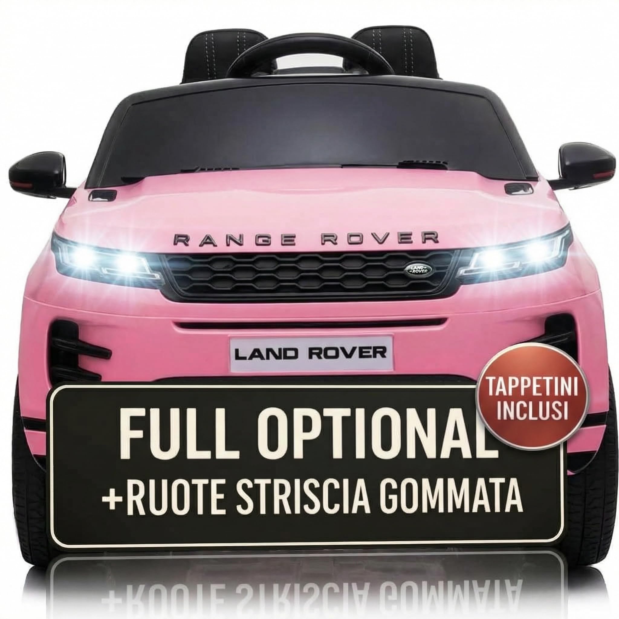 TOYSCAR Macchina Elettrica Per Bambini Range Rover Evoque Full Optional con TAPPETINI INCLUSI Auto Elettrica Per Bambini Telecomandata Sedile In Pelle Porte Apribili Doppio Motore Elettrico 12V (Rosa)