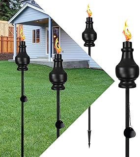 FAISHILAN 4-Pack Outdoor Oil Garden Torch | 60-inch Tall | Flame Torch Light | Backyard Outside Patio Lighting | Torches for Outside | Citronella Torches Outdoor | Metal Torches