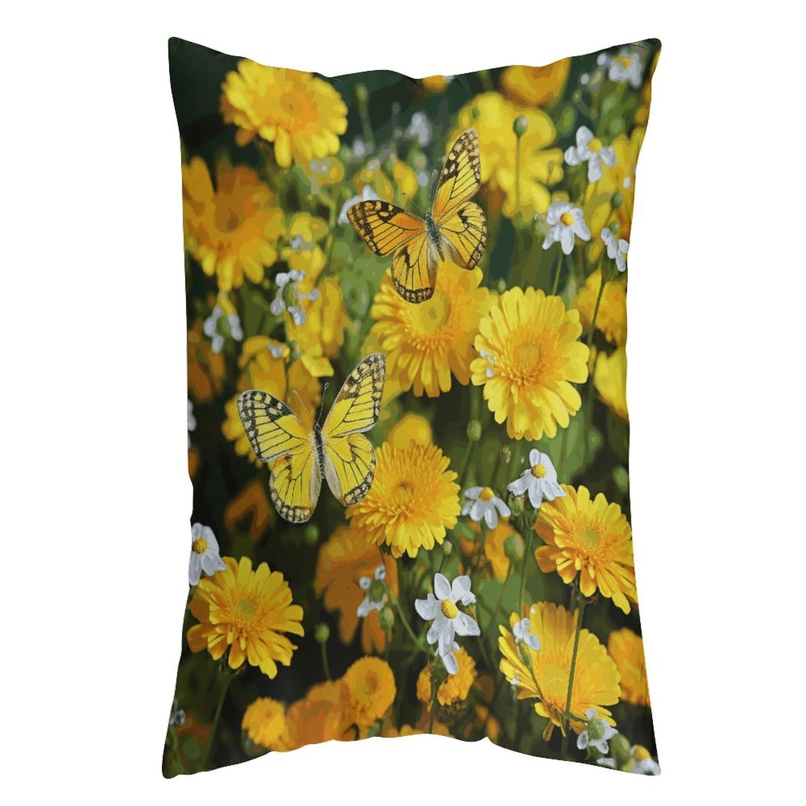 FekiLoot Yellow Butterfly and Yellow Daisies Throw Pillow Cover Soft Pillowcase with Hidden Zipper Lumbar Decorative Throw Pillow Covers Luxury Cozy Pillows Shams Rectangle Cushion Cases