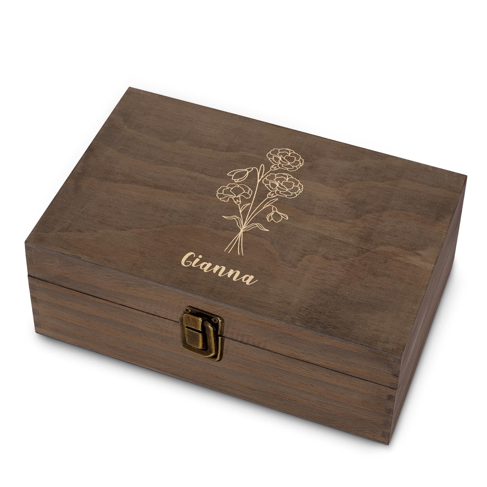 Personalized Birth Flower Memory Box, Birthday Gift for Girls &amp; Teens
