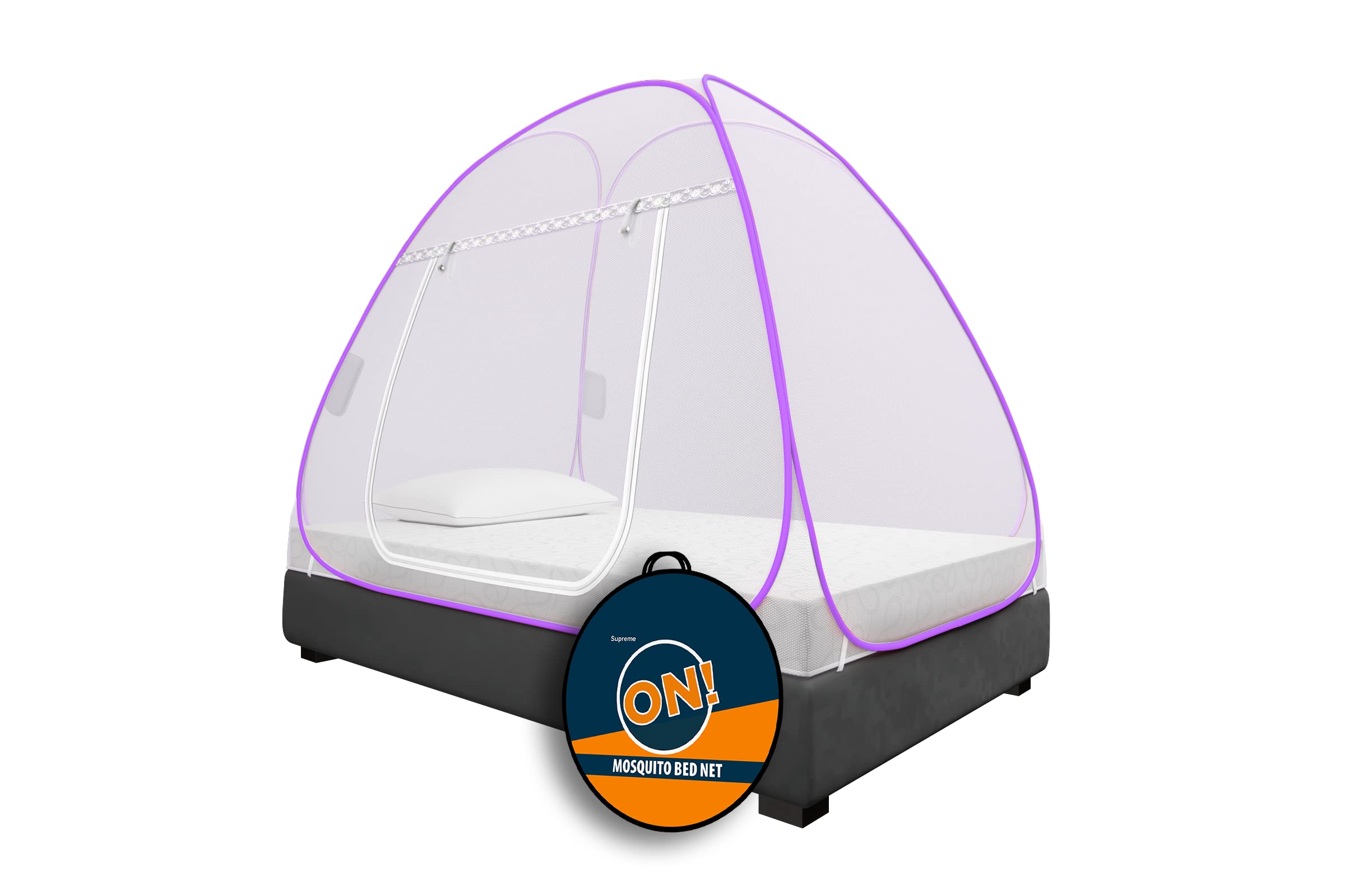 Supreme On Single Mosquito Net with Pocket for Mobile, Spectacles; 6.5 Feet x 4 Feet Premium Machardani, Strong and Durable, 30 GSM, Tent Type, Foldable, Corrosion Resistant (Purple, Single Bed) [200 cm x 130 cm x 140 cm] (B0BG41GGBR) Amazon Price History, Amazon Price Tracker