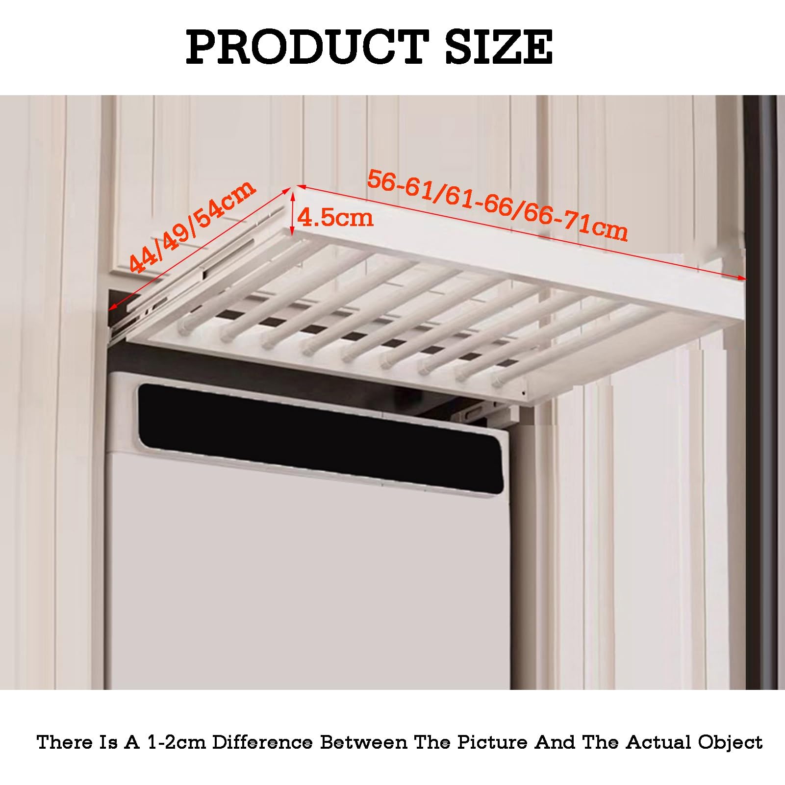 Rack per pantaloni estraibile sopra la rondella, stendibiancheria nascosto, larghezza regolabile, portaoggetti da appendere per pantaloni, cravatte, sciarpe