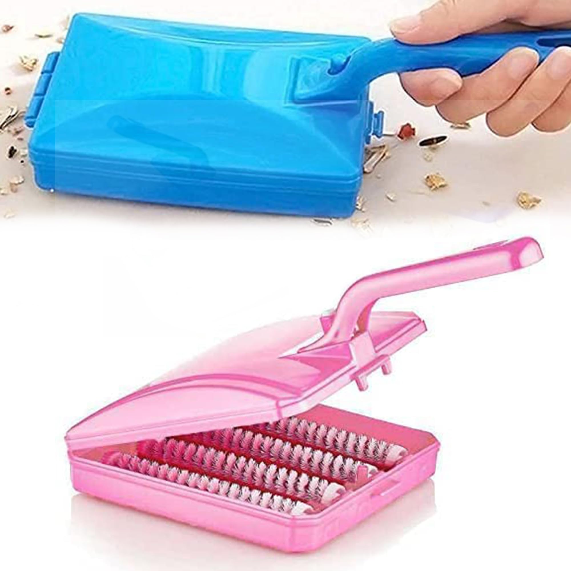 VIVUE Plastic Cleaning Tools & Accessories Handheld 4 Roller Carpet Roller Brush & Dust Crumb Collector for Car Seats,Table Linen,Sofas Household Floor Table cloth Pet Hair (Pack 1, Multicolour)