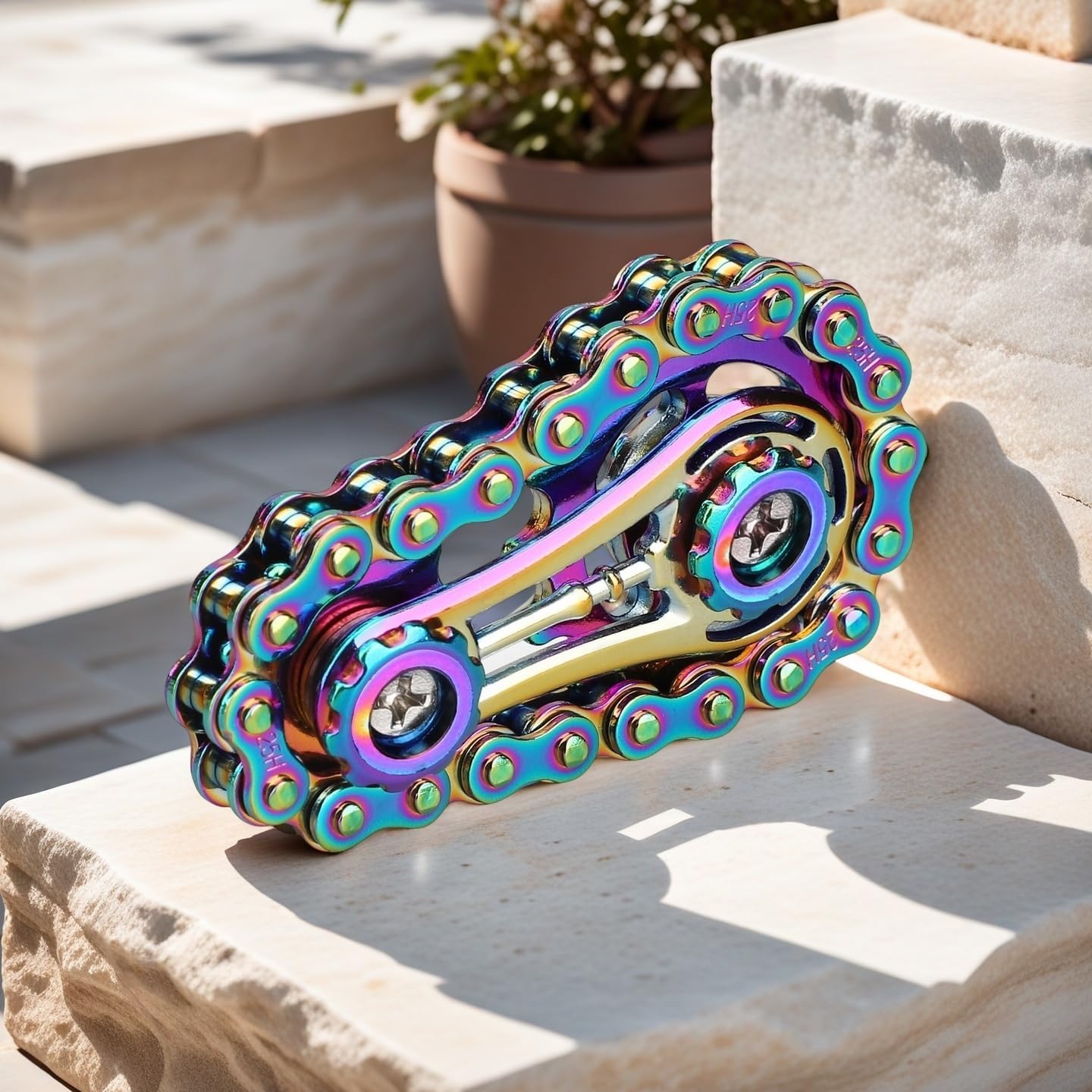 Decompression Gyroscope Sprocket Fidgets Chain Stainless Steel Fidget Cube Gears Linkage Novelty Fidget Block Kinetic Desk Toy Metal Focus Meditation Break Bad Habits ADHD (Colour)