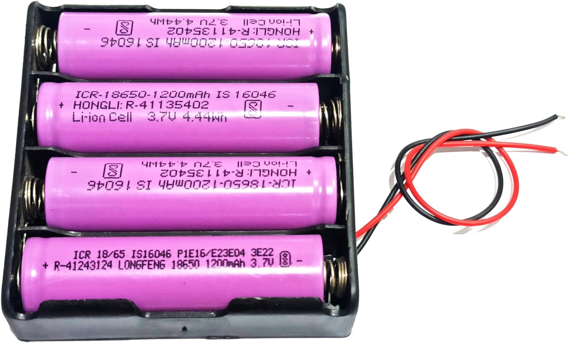 3.7V 4800 mah -14.8V 1200mah Lithium Battery Kit with Each Cell 1200mAh and 4-Cell Holder for Versatile Use in LED Torch, Fan Motors, AC/DC LED Bulbs, Power Tools, and Projects.