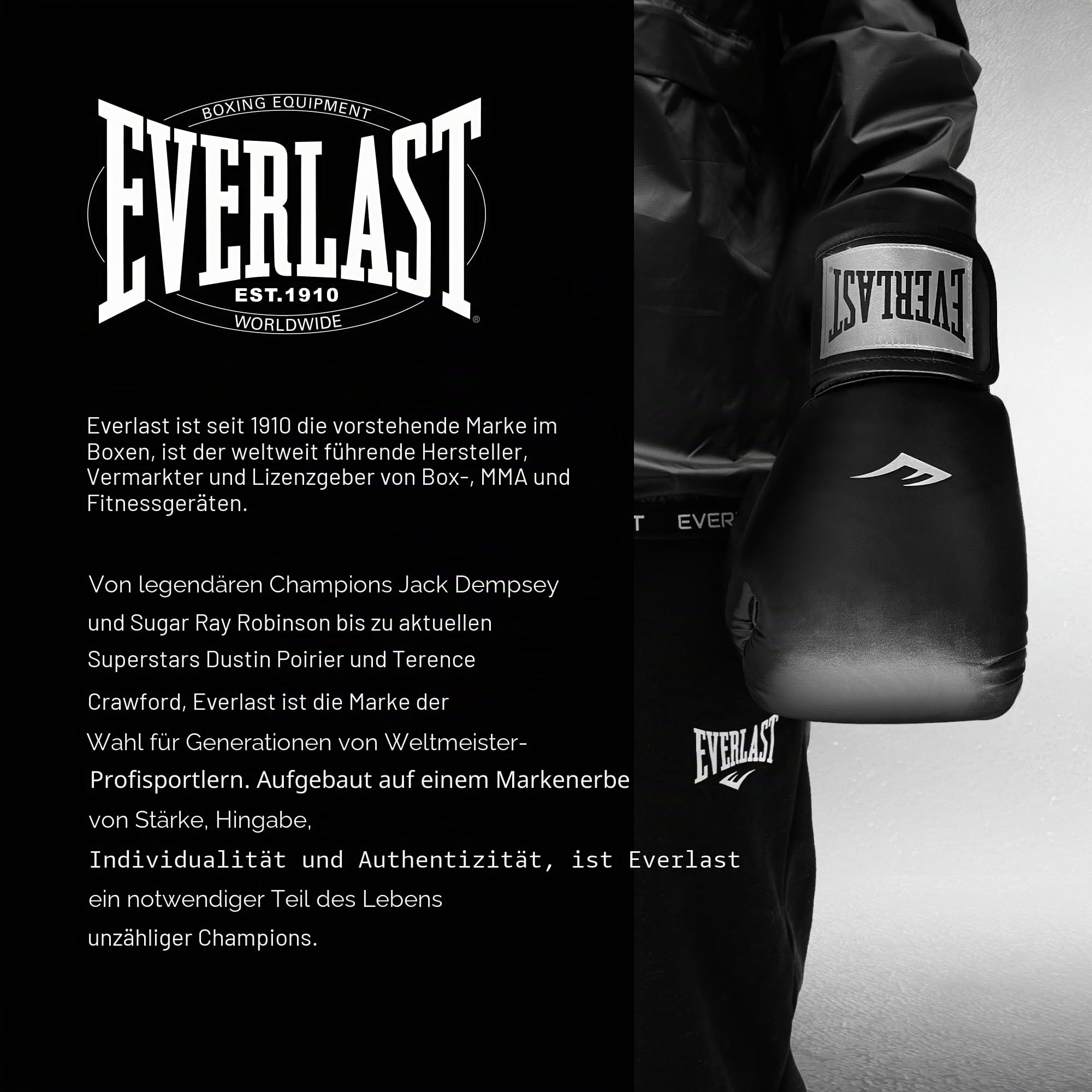 Everlast Prostyle 2 8oz Boxhandschuhe, Schwarz, für Sandsäcke, Pratzenarbeit & Fitness, Klettverschluss, Griffband