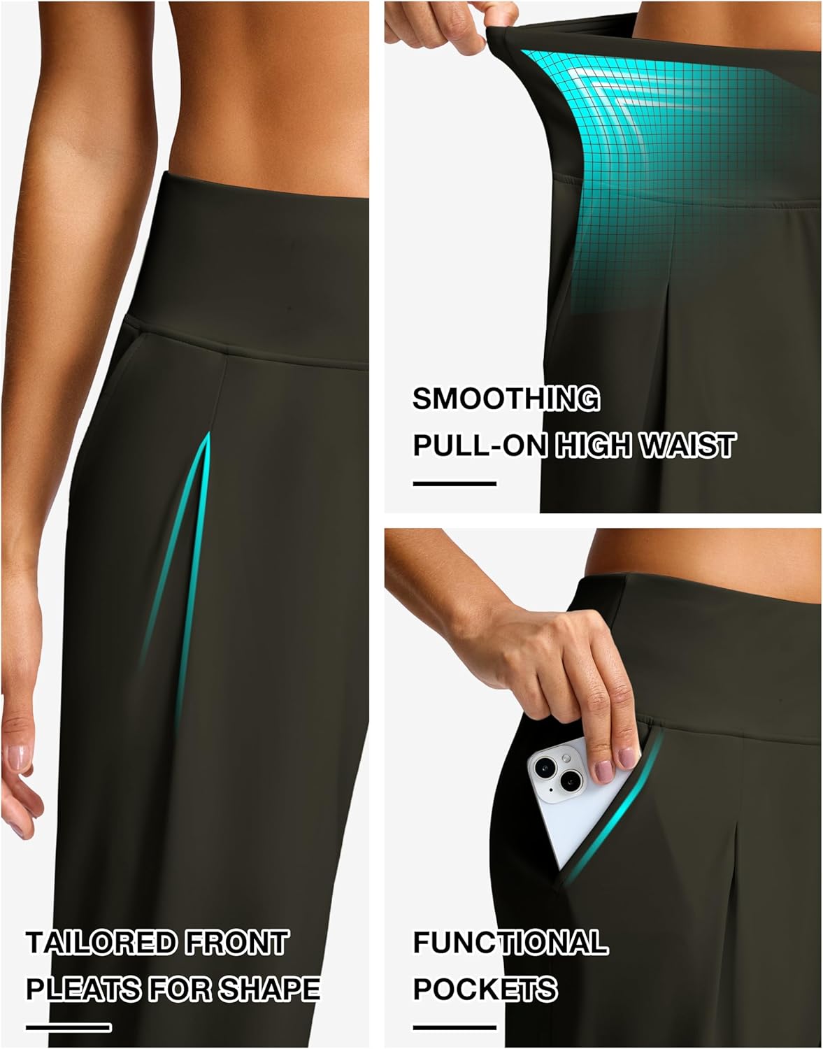 SANTINY Capri Pants for Women Wide Leg Yoga Casual Cropped Pants with Pockets Loose Tummy Control High Waist Capris - Image 5