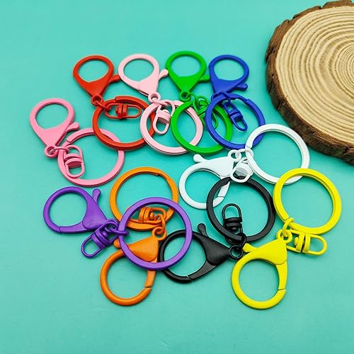 Miniatura 6 de 30 llaveros con cierre de langosta para hacer joyas, coloridos clips de gatillo giratorios de metal con cierres giratorios, clips de gancho, anillo