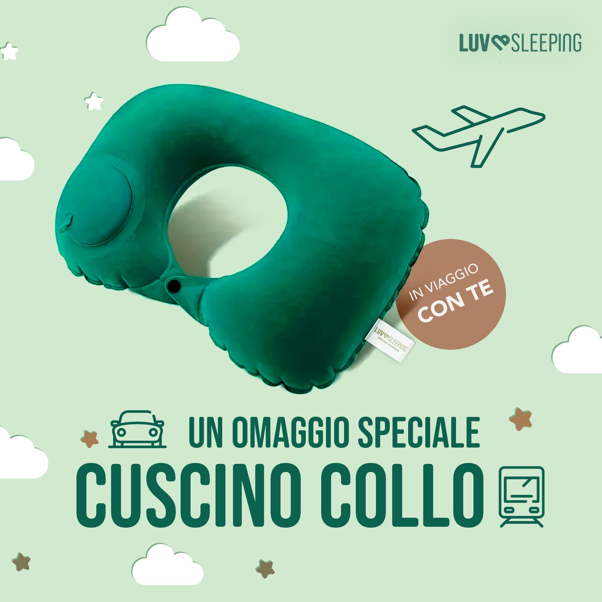 LUVSLEEPING - Cuscino Alto 18 cm in Memory Foam ad ALTA DENSITÀ Antirussamento e Antireflusso con Aloe Vera e federa in Bambù Lavabile | 100% Made in Italy