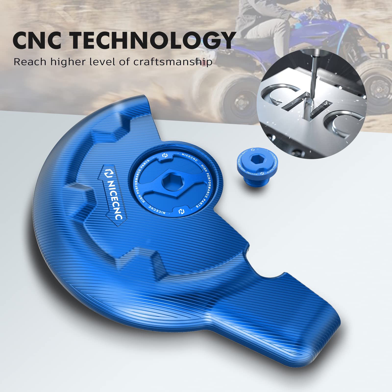 NICECNC Protège Carter Bleu - Protection Renforcée De Pignon Compatible Yamaha Raptor 700 2006-2024