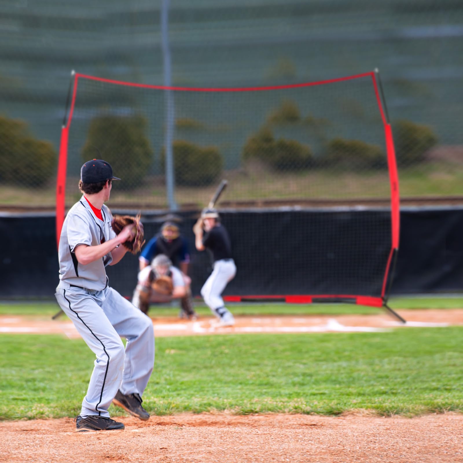 VEVOR Barricade Backstop Rete, Barriera sportiva per palloni, attrezzatura portatile per pratica con borsa per il trasporto, schermo di protezione per baseball, softball, lacrosse, calcio, hockey,