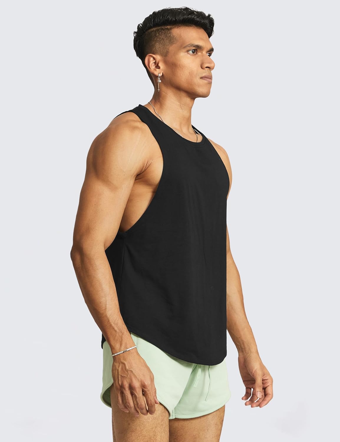 Ouber Men’s Drop Arm Tank Top Gym Workout T-Shirts Sleeveless Muscle Shirts for Bodybuilding - Image 4