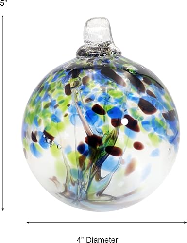 Miniatura 5 de Dale Tiffany Vidrio soplado a mano, 4 pulgadas de diámetro, colección árbol de la vida, globo de bruja colgante jardín interiorexterior adorno