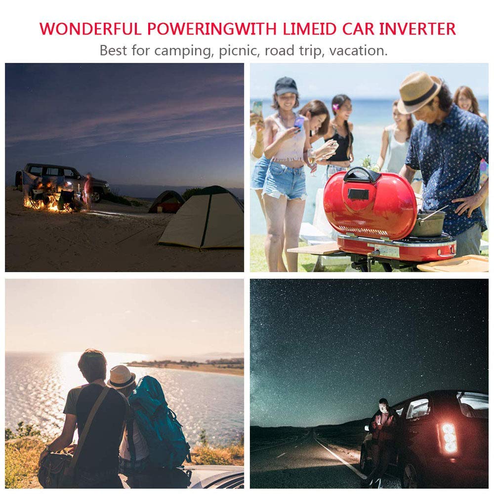 Inverter di Potenza a Onda sinusoidale Pura 2000 W, 3000 W, 3500 W, convertitore DC 12 V / 24 V, 220 V / 230 V con 2 Prese universali, Perfetto per televisori, frigoriferi, ventilatori
