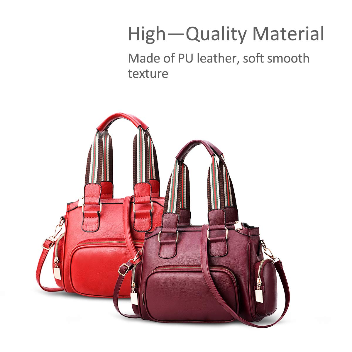 WolFum Nuove borse a mano da donna e borsa a tracolla Borsa a tracolla in morbida pelle con tasche multiple Raddoppia il comfort