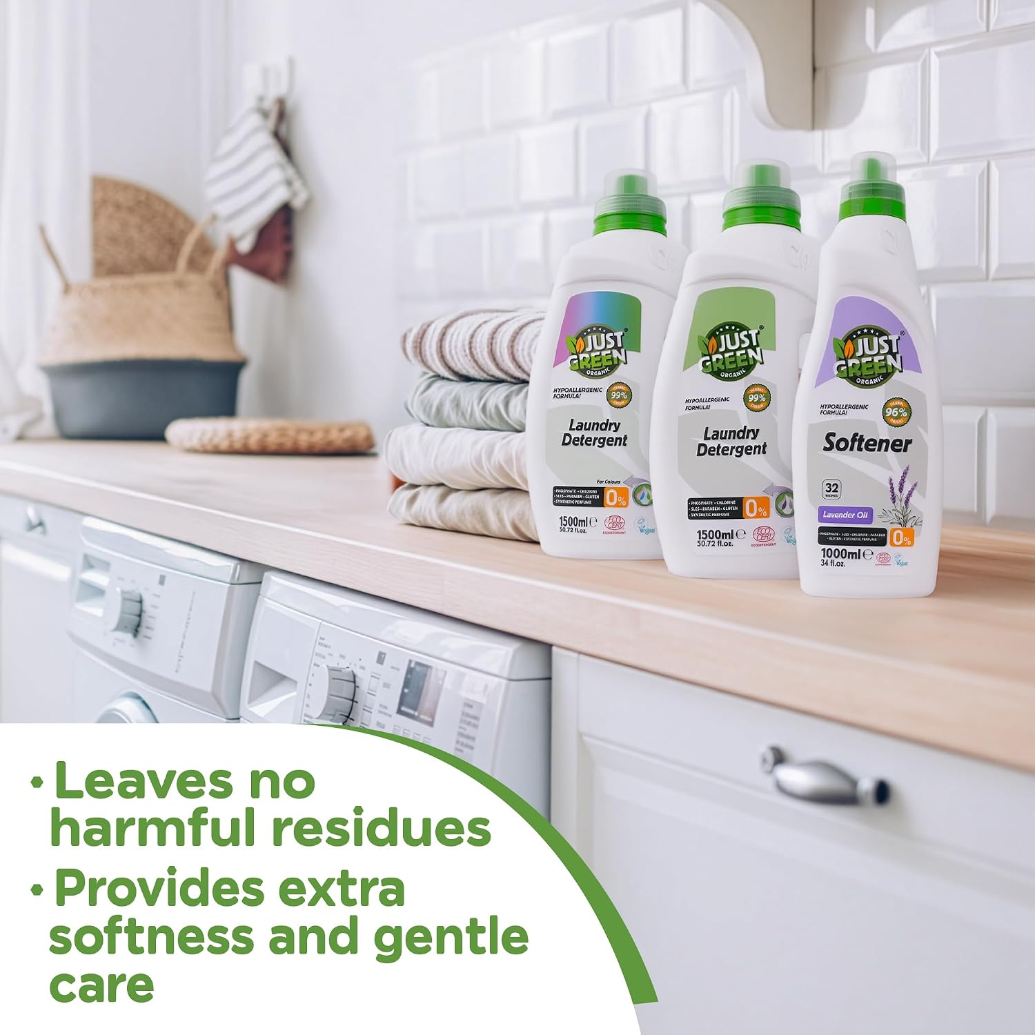 Fabric Softener, Plant-Based Liquid Fabric Softener, Non-Toxic, Hypoallergenic, EcoCert Certified, Vegan, Natural Lavender Scent, Static Control, 32 Washes, 33.8 fl oz (1000 ml)