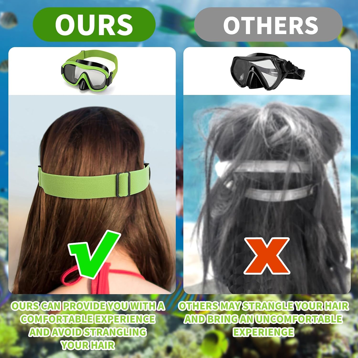 Knitted Adjustable Strap Dive Mask - Ultra-Comfort Panoramic Goggles for Scuba & Snorkeling