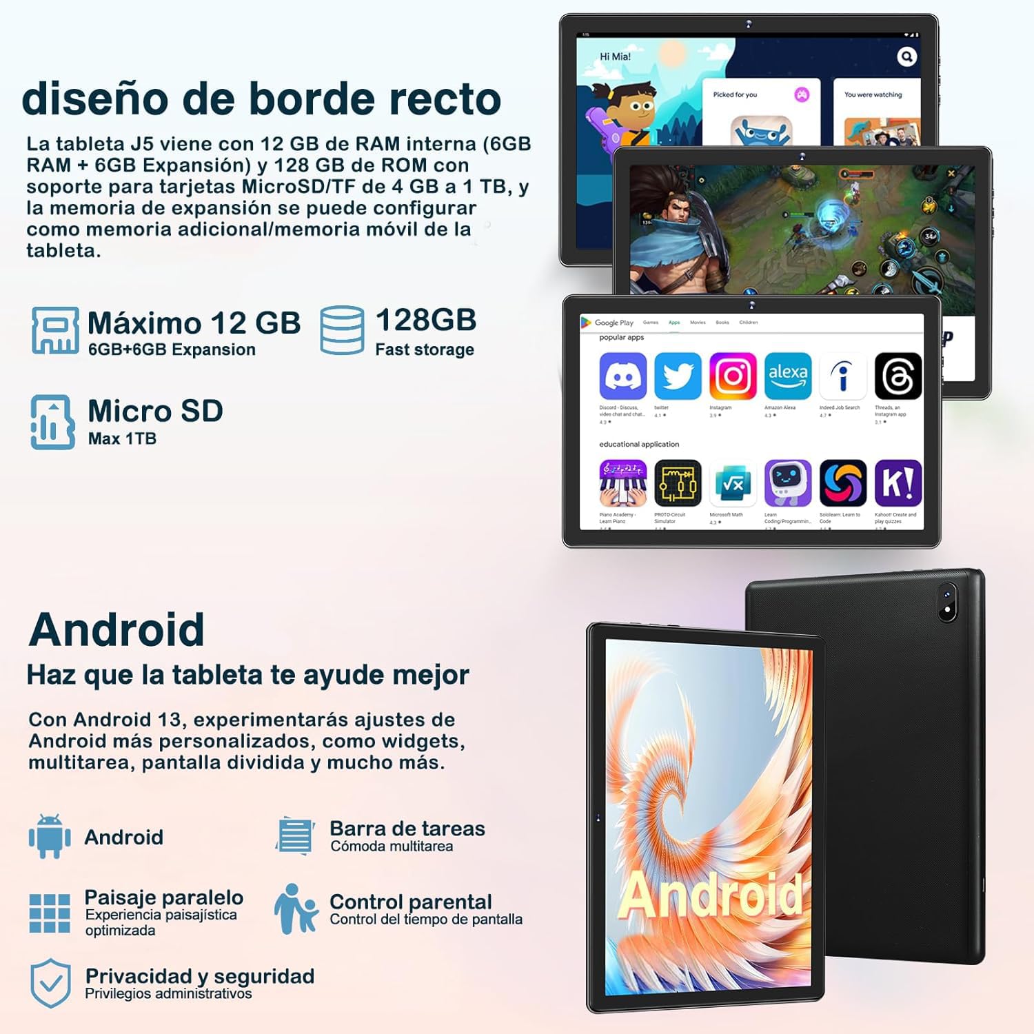 Tablet da 11 pollici Android 14, 24GB RAM+256GB ROM/TF 2TB, 8-Core 2.0GHz, Batteria 8000mAh, UFS 2.2 Flash, BT5.0, 13+5MP, Widevine L1, Grigio