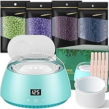 CITHOT Wachswärmer Haarentfernung Kit LCD Touchscreen Waxing Set 4 Wachsbohnen 20 Holzspateln, Einfach Reinigung Wachserhitzer Warm, Bikini Bein Heißwachsgerät zu Hause