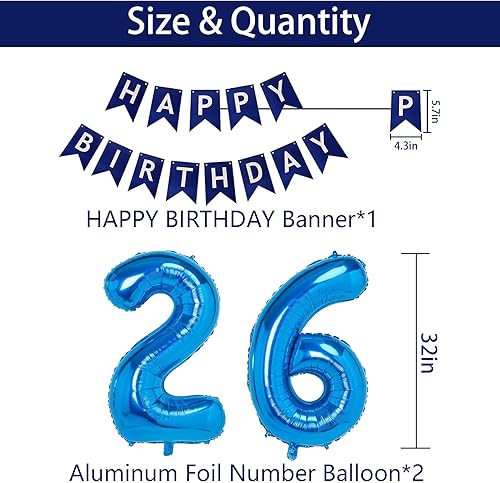 Miniatura 94 de Decoraciones de fiesta de cumpleaños azul número 16 para niños y niñas, suministros de globos de feliz cumpleaños 16 con pancarta de feliz