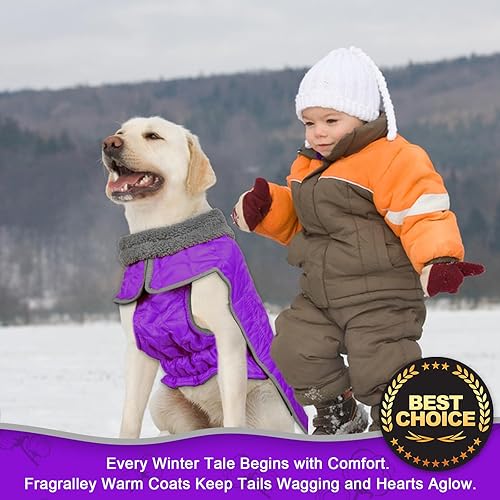 Vista 31 de Fragralley Abrigo de invierno para perro, chaqueta de forro polar reflectante impermeable y resistente al viento con agujero para arnés, chaleco