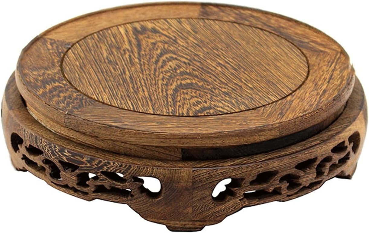 Bonsai Pedestal,Vase Base,Vase Bonsai Base,Vase Base,Wood Style Round Veneer Vase Base For Vase Lamp Teapot, Home Decoration Display Stand Buddha Statue Teapot Base (Size : Small) ( Size : S )
