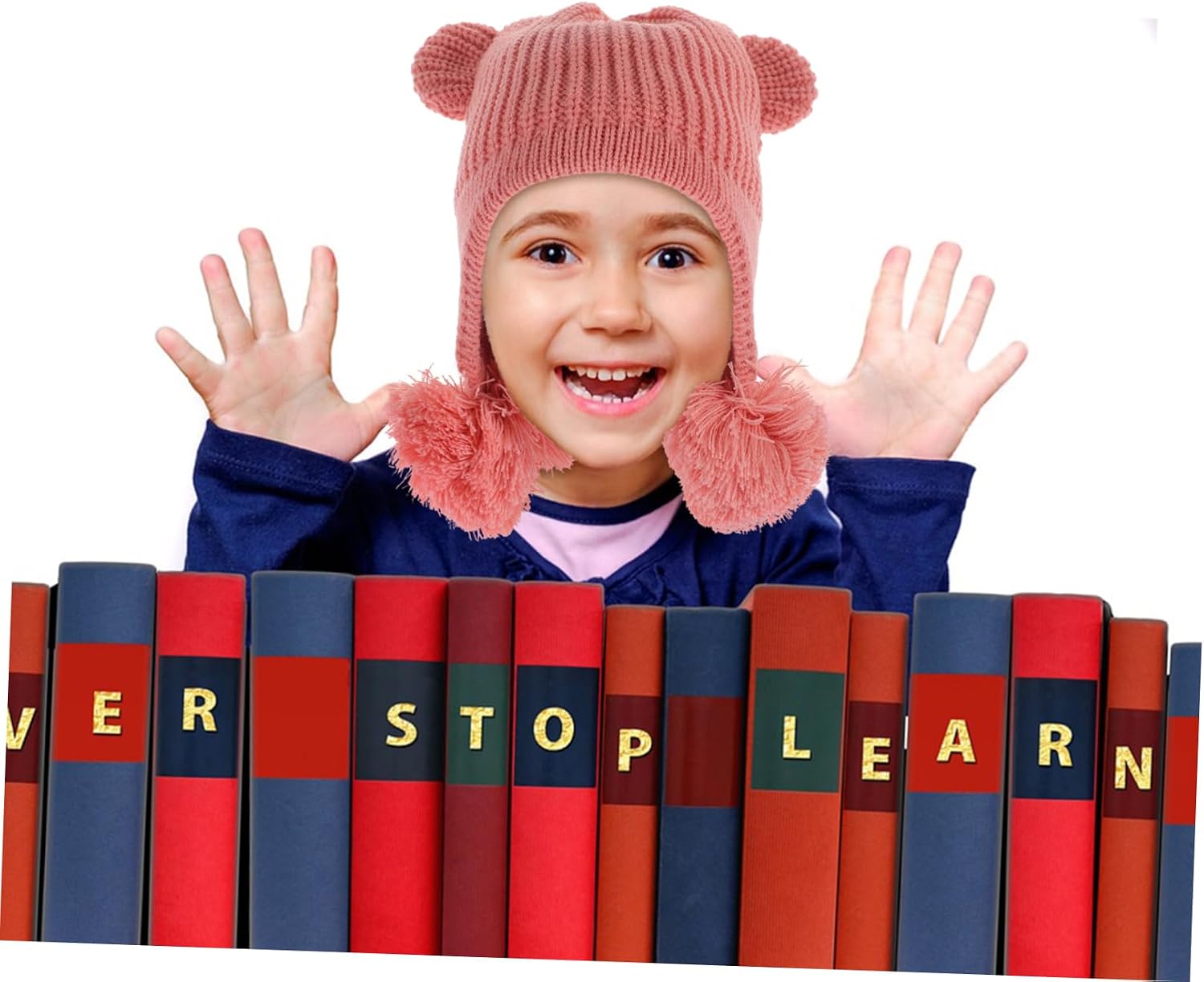 Boy Girl Knitted Hat Cute Bear Ears Windproof and Warm for Boys and Girls Soft and Cozy Ear Covering Cap for Cold Weather for Outdoor Adventures Pink