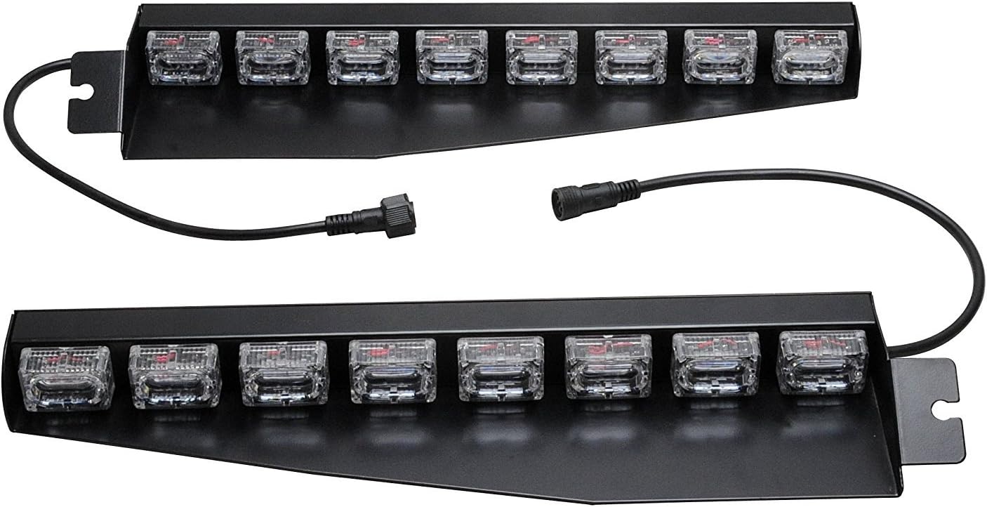 19" Car LED CREE 12V 48W 8 Pics Bulb Red Blue White Green Amber Dashboard Deck Truck Boat Windshield Emergency Warning Flashlight Strobe Light Lamp Bar with Suction Cups Pack of 2 KM817E (Amber/White)