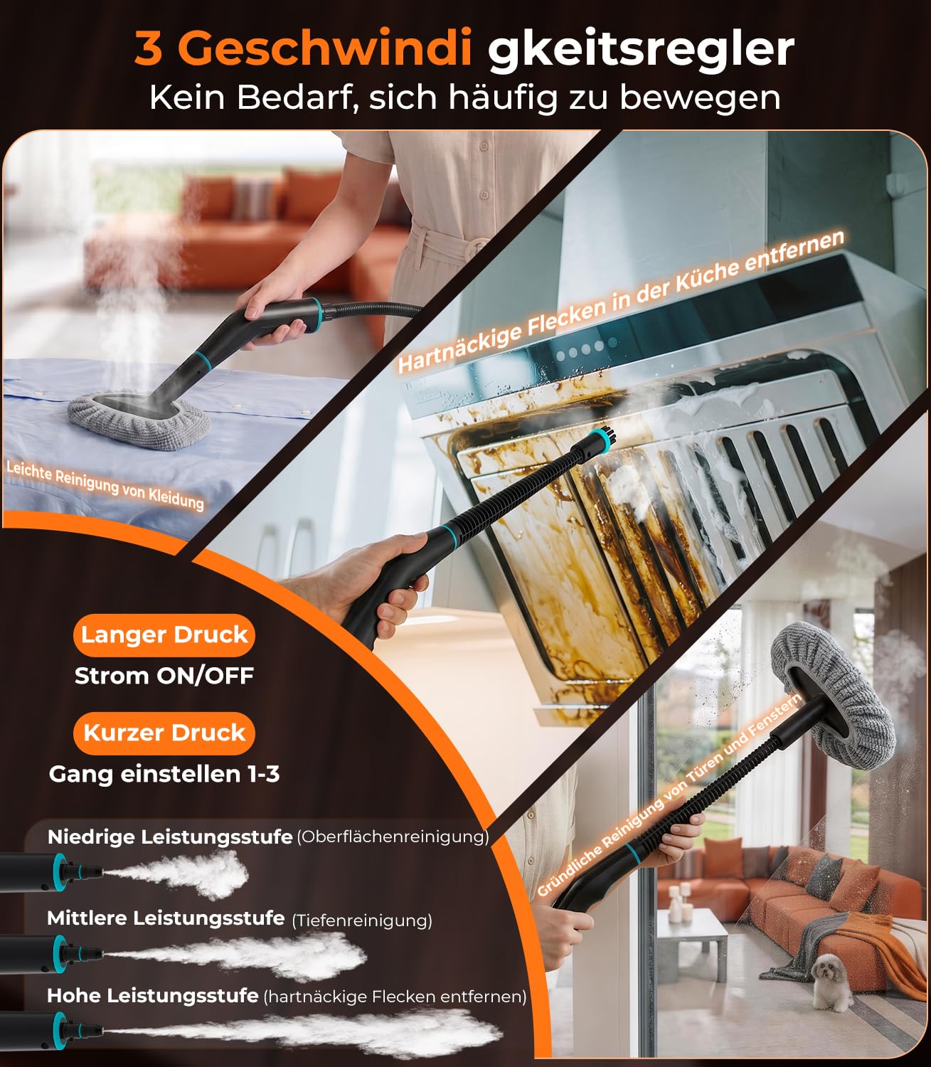 KYUT 16-in-1 Dampfreiniger【80% höhere Reinigungseffizienz – Branchenführer Nr.1】Dampfreiniger Handgerät【Dreifacher Sicherheitsschutz – 6 Konformitätszertifikate】1,8L Tank für Haushalt, Küche und Auto