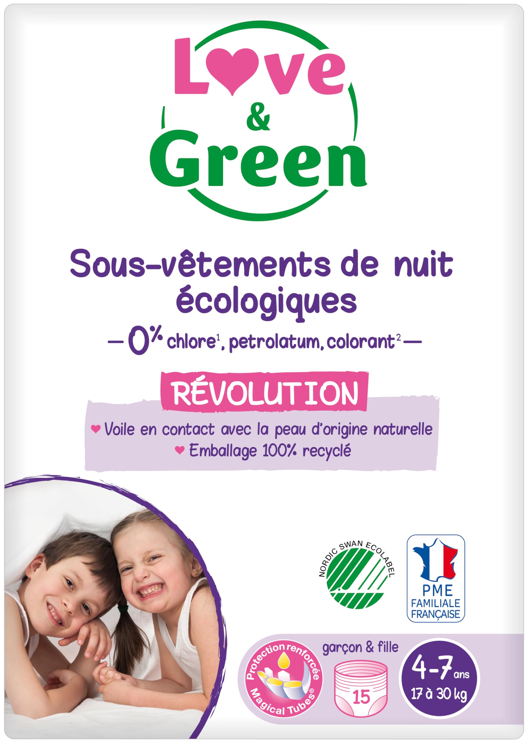 Love & Green SOUS-​VÊTEMENTS DE NUIT ENFANTS ÉCOLOGIQUES 4-​7 ans x15