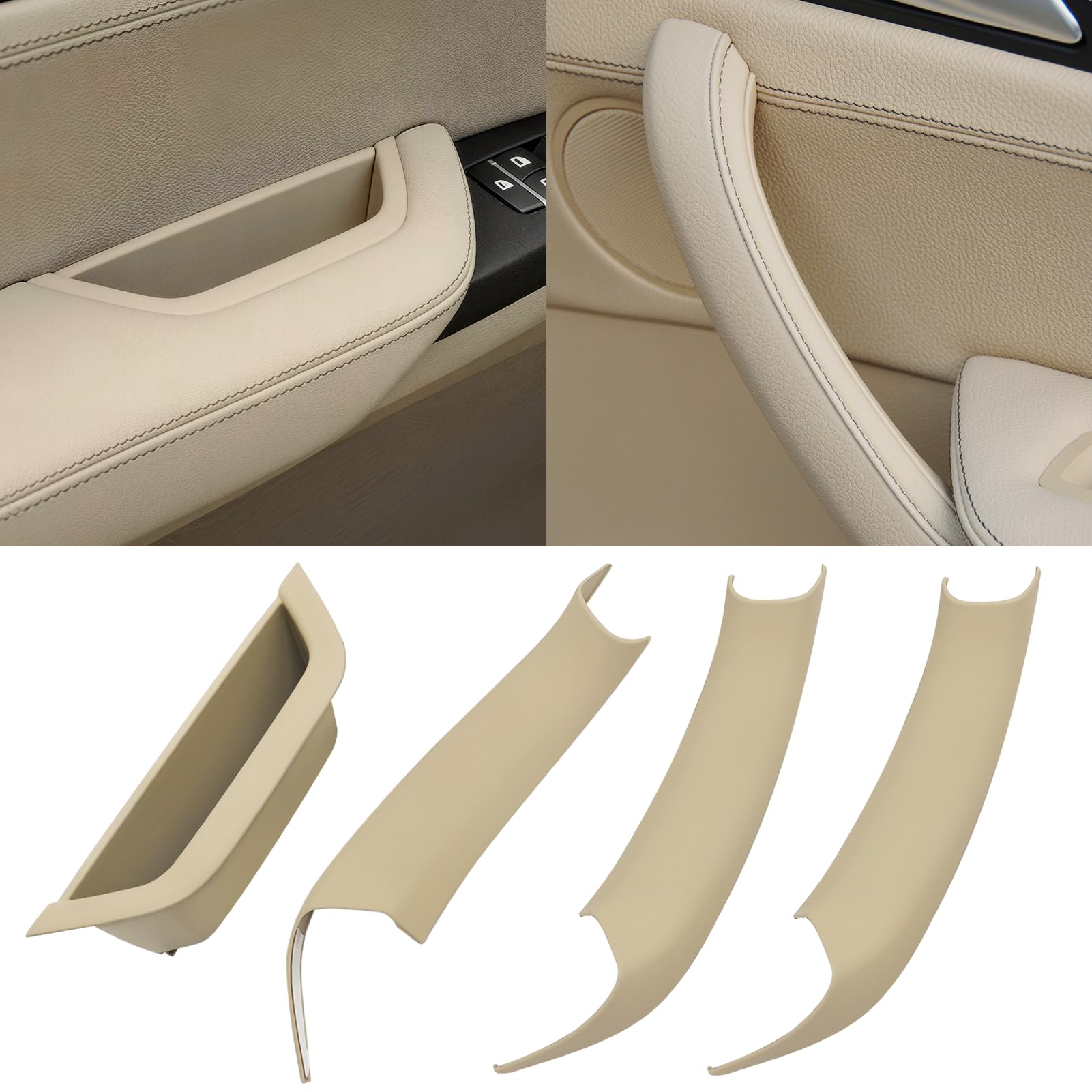 TTCR-II 4PCS Compatible con Manija Puerta BMW X3 F25 2010-2016, X4 F26 2014-2017, X3 F25 Tirador Puerta Interior Delantera Izquierda/Derecha + X4 F26 Manija Puertas Trasera Izquierda/Derecha-Beige