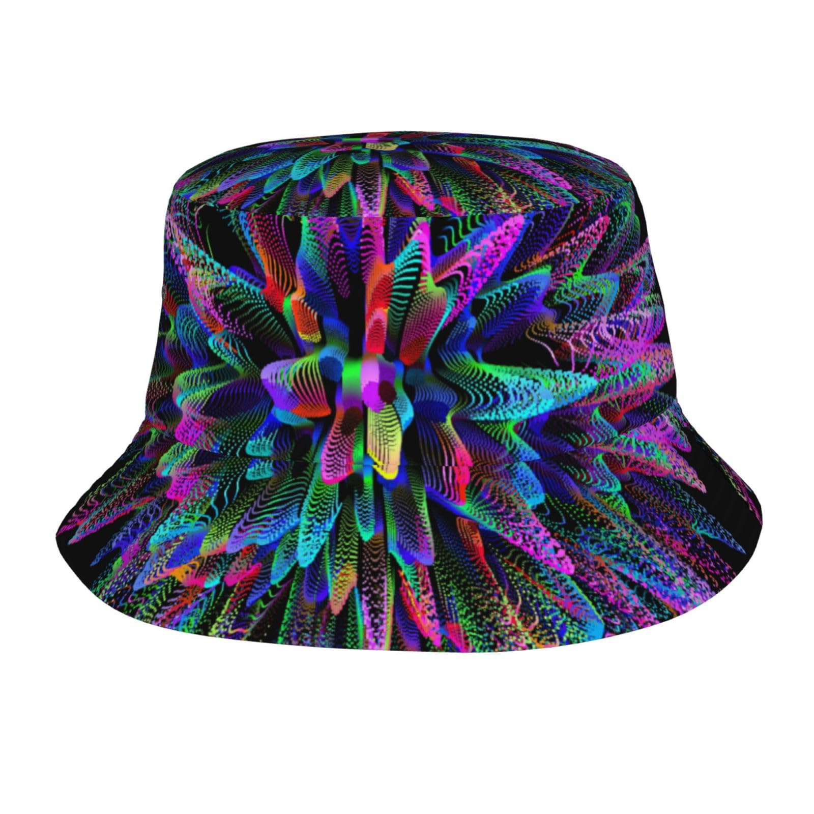 Ljirgdh Women's Multi-Color Glow In Dark Splatter Neon Bucket Hat For Men Fashion Summer Travel Beach Fishing Hats