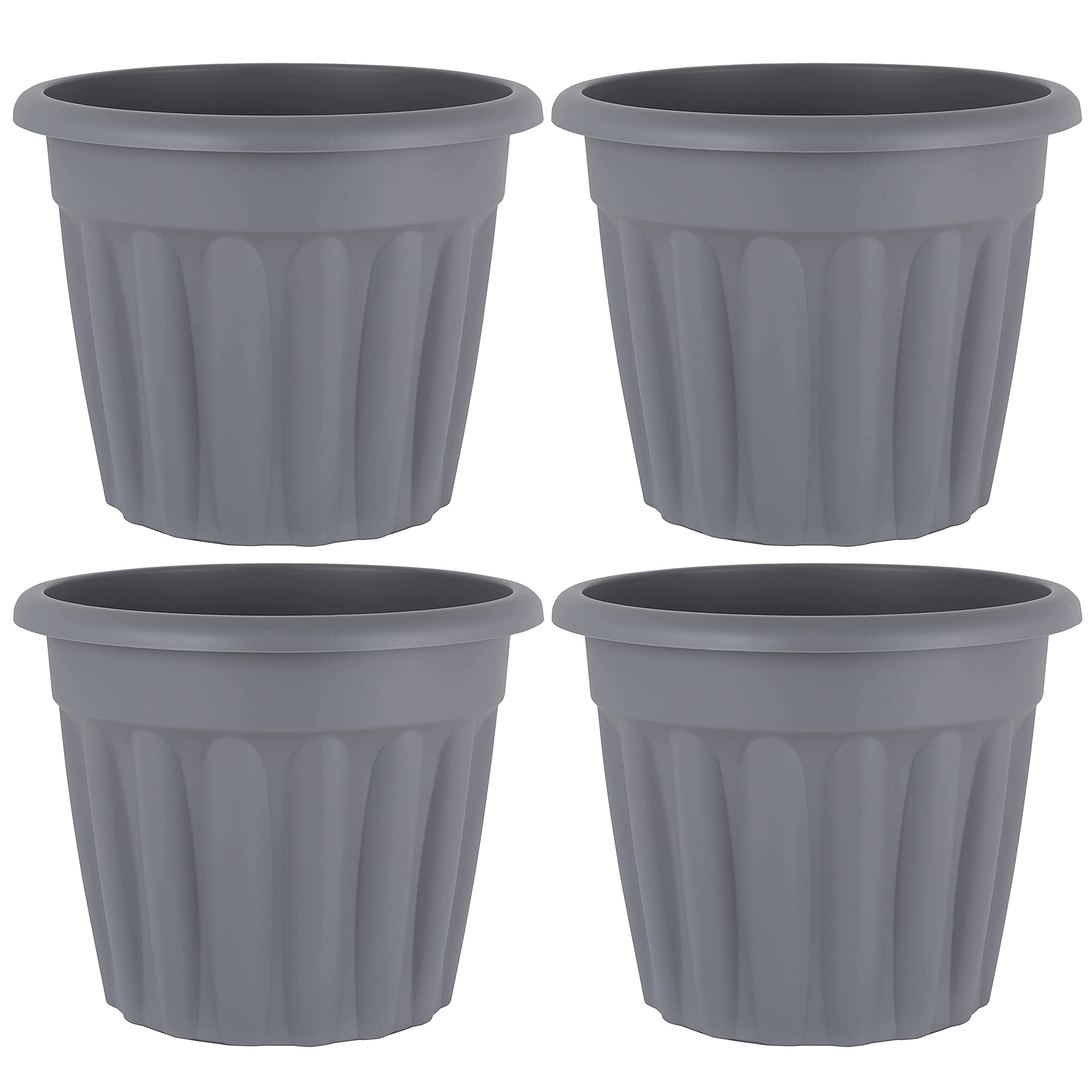M1SS Set of 4 - Round Grey Planter Upcycled Plastic Flower Pot Garden Plant Container Indoor or Outdoor Home Decoration Basket Wall Hanging Basket Planter (50cm) — image 1