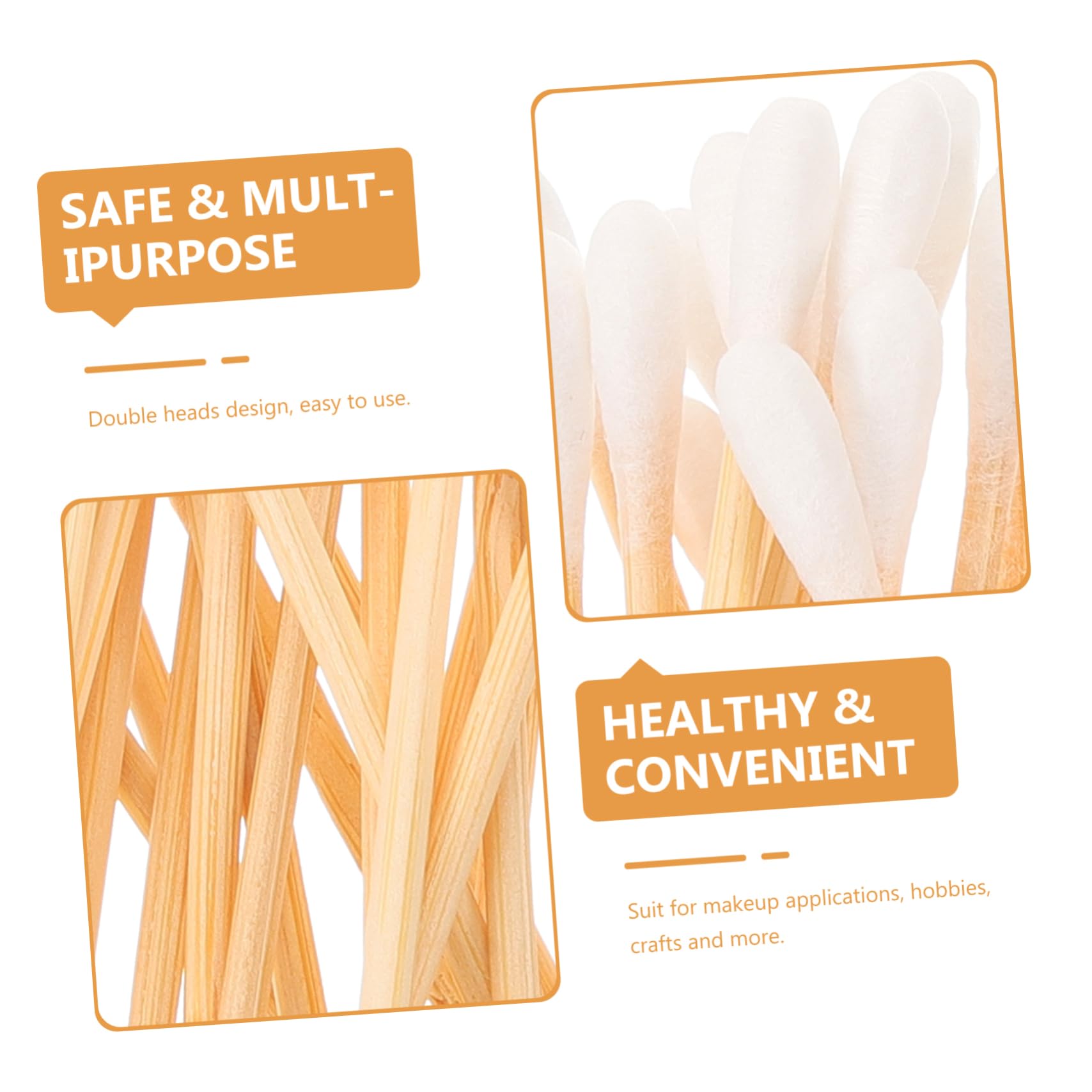Healeved 200pcs Double-ended Cotton Swabs Ideal for Beauty Makeup Nail Cleaning Baby Care